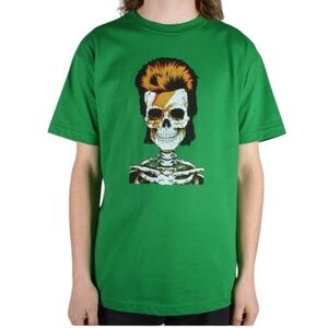 Bowie Skull Kelly Green Short Sleeve T-shirt Size Medium